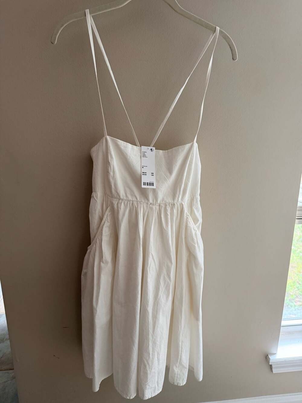 Urban Outfitters Theodora Poplin Strappy Mini Dress in White